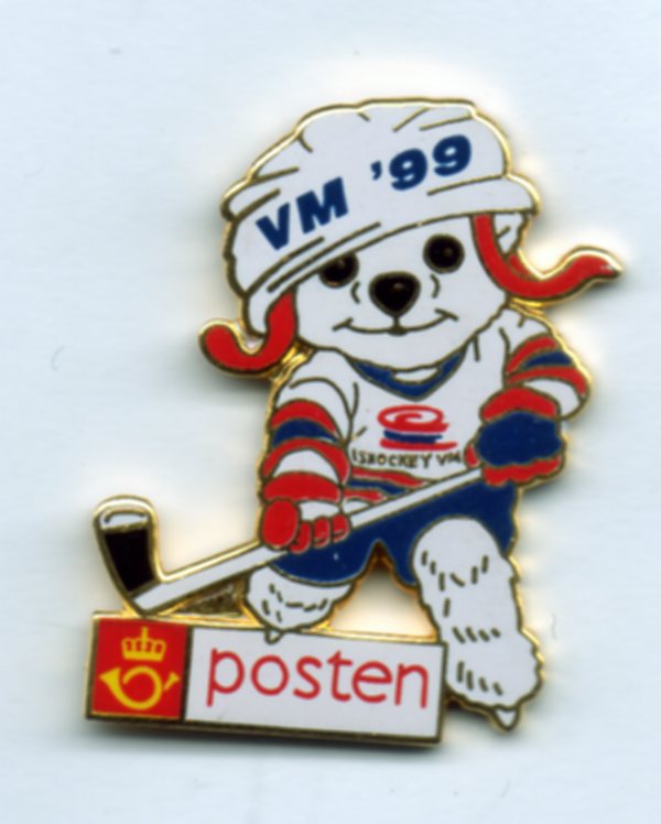 Maskott pin Posten - Ishockey VM 1999